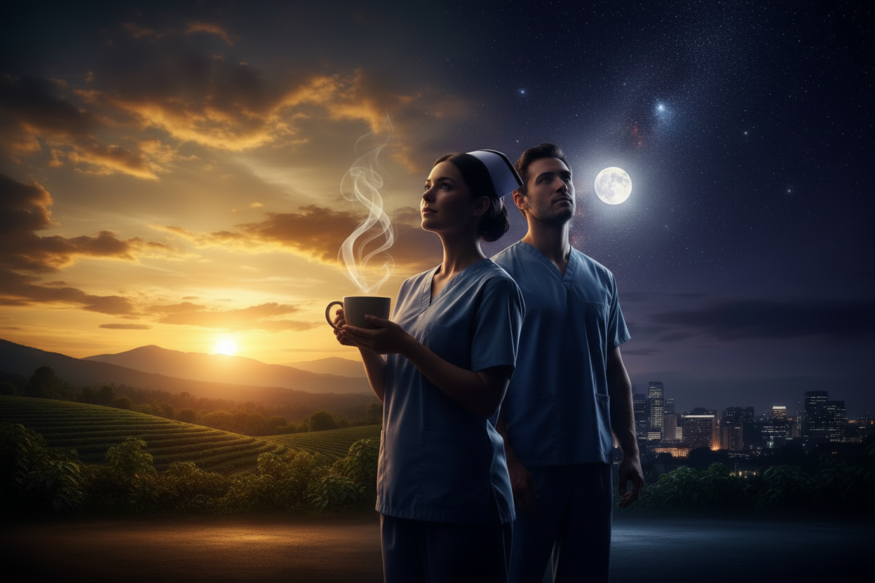 Male and Female Nurses Day to Night Sky
